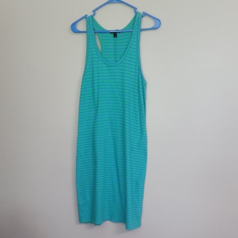 (2/$15) J. Crew Green Blue Striped Dress Size M